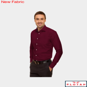 "Maroon Plain Shirt - High-quality fabric with curved hem - PLOTAH"